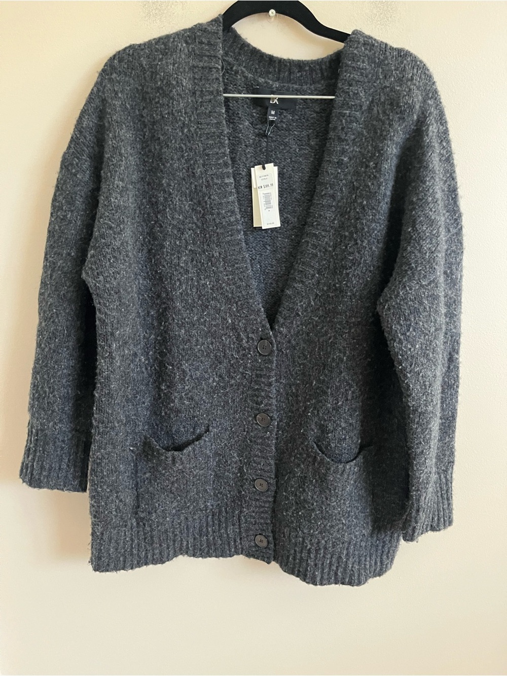 NWT-Banana Republic Gray Phoebe Oversized Wool Cotton Cardigan, Medium